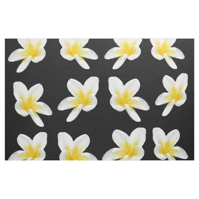Gult och Black Frangipani Mönster. Tyg (Yard)