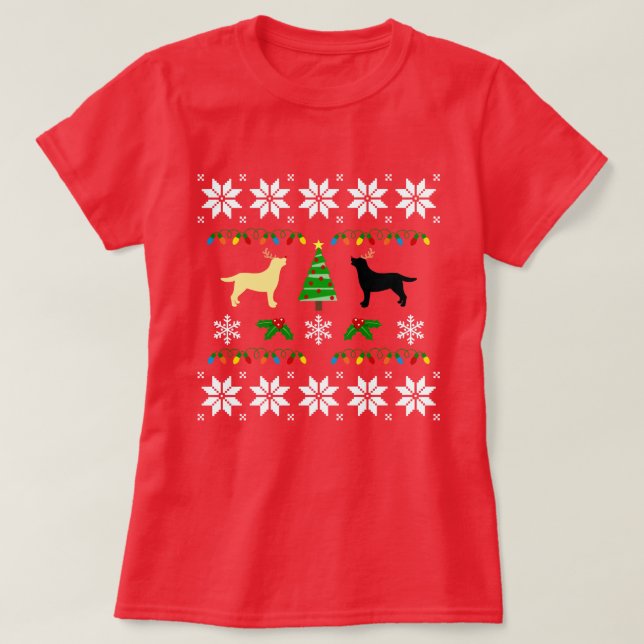 Gult och Black Labrador Ugly jul Tee (Design framsida)