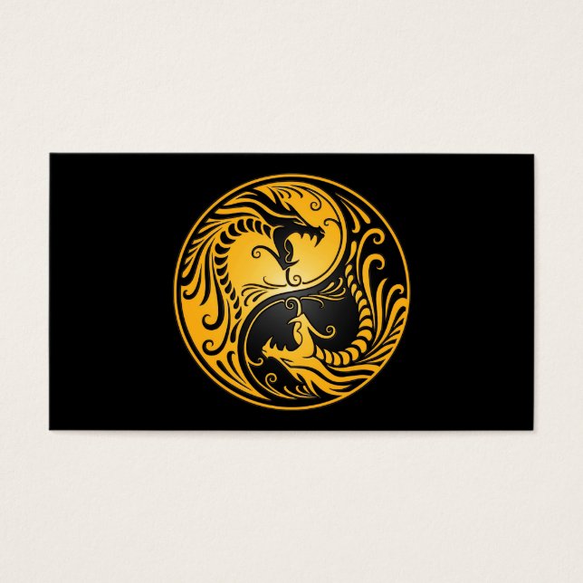 Gult och Black Yin Yang Dragons Visitkort (Framsidan)