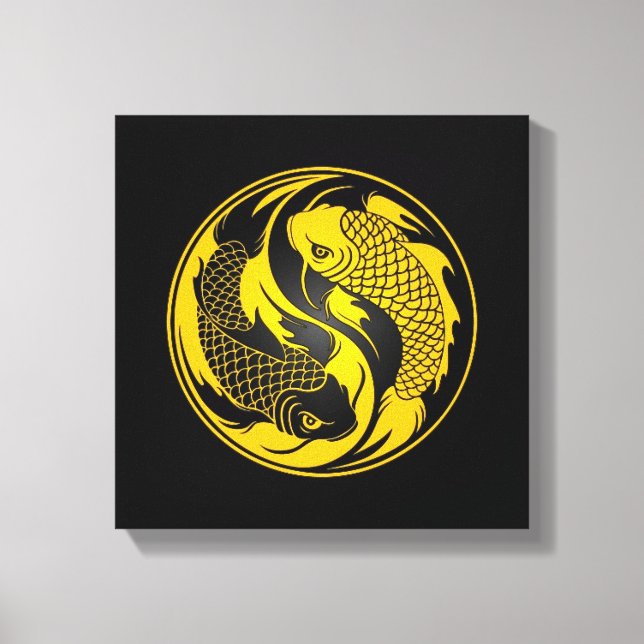 Gult och Black Yin Yang Koi Fish Canvastryck (Framsida)