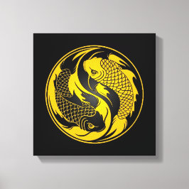 Gult och Black Yin Yang Koi Fish Canvastryck