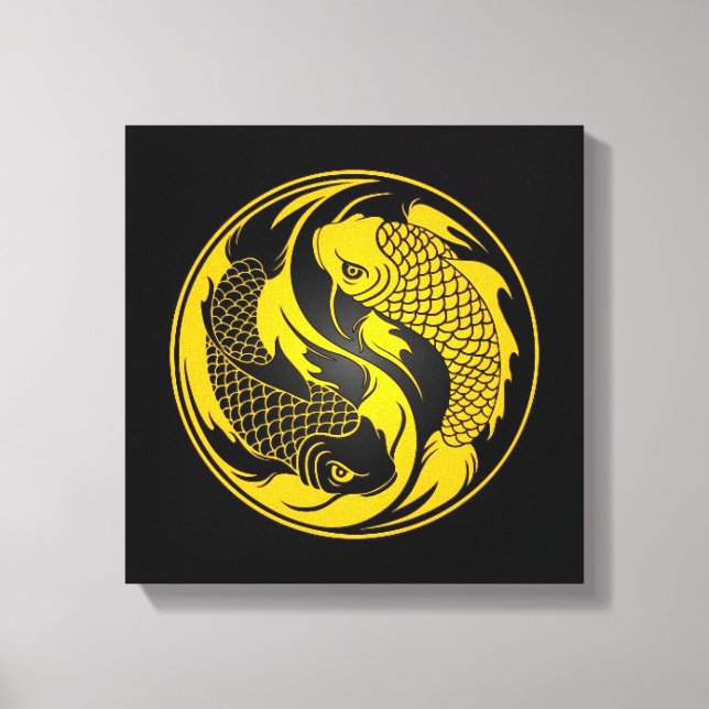 Gult och Black Yin Yang Koi Fish Canvastryck (Framsida)