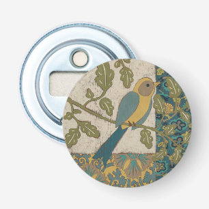 Gult- och blåfågelvilt Perched on a Gren Flasköppnare