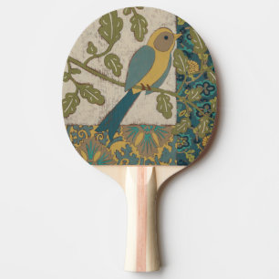 Gult- och blåfågelvilt Perched on a Gren Pingisracket