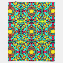 Gult och Blanket med blå mönster Fleecefilt