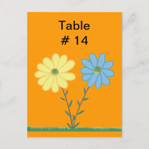 Gult och blått Daisy Blommor Bordsnummer-vykort Vykort