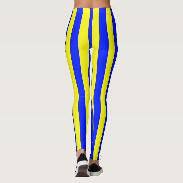 Gult och blått färgat görat randig mönster leggings (Baksida)
