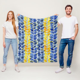 Gult och blått Löv Fleecefilt