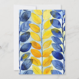 Gult och blått Löv Tack Kort