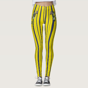 Gult och blått Rand (med blomma) Leggings