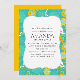 Gult och Blommigt Bachelorette Party Inbjudningar