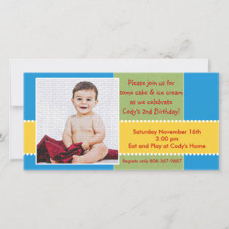 Gult- och Blue Birthday Boy Photo Card