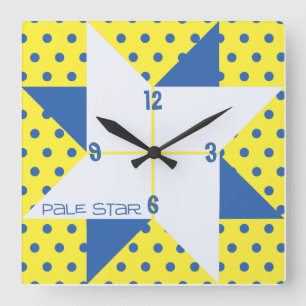 Gult- och Blue Blek Star Quilt-block Fyrkantig Klocka