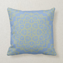Gult och Blue Boho Mandala Pillow Kudde