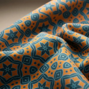 Gult och Blue Boho Snyggt Geometric Mönster Tyg
