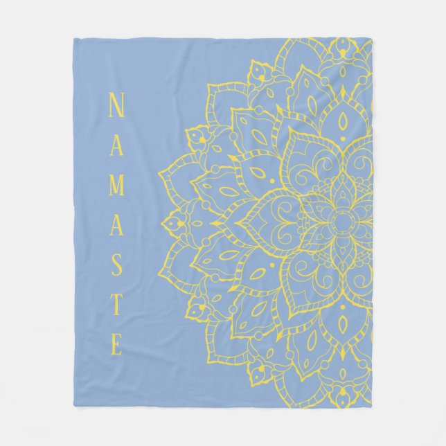Gult och Blue Mandala Fleece Blanket (Framsidan)