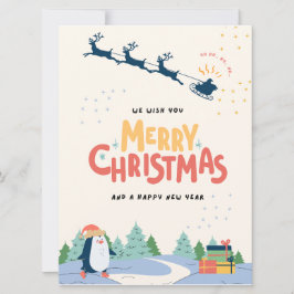 Gult och Blue Modern Minimalist God jul Julkort