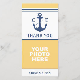 Gult och Blue Nautical Photo Tack Kort