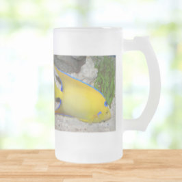 Gult och Blue Queen Angelfish Frostat Ölglas