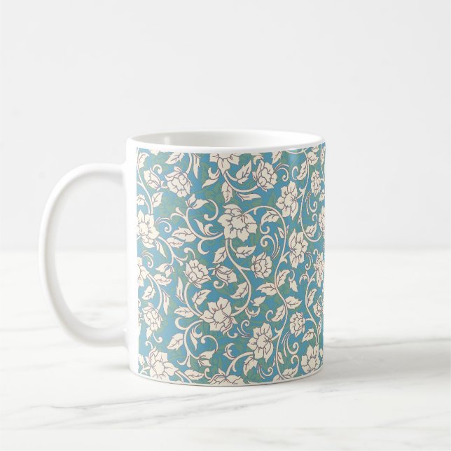 Gult- och Blue Swirling Flowers Kaffemugg (Vänster)