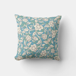 Gult- och Blue Swirling Flowers Kudde
