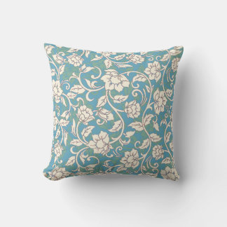 Gult- och Blue Swirling Flowers Kudde