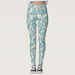 Gult- och Blue Swirling Flowers Leggings