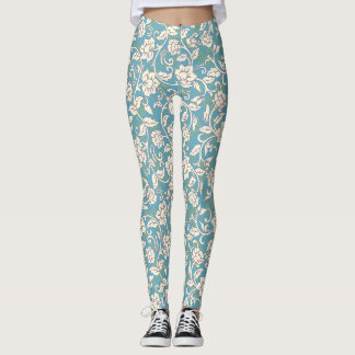 Gult- och Blue Swirling Flowers Leggings