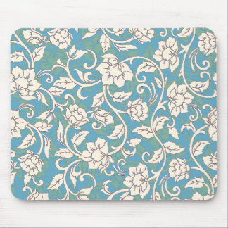 Gult- och Blue Swirling Flowers Musmatta