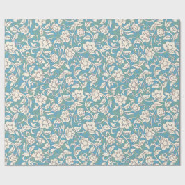 Gult- och Blue Swirling Flowers Presentpapper