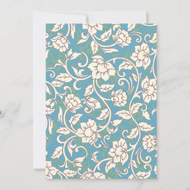 Gult- och Blue Swirling Flowers Tack Kort (Framsida)