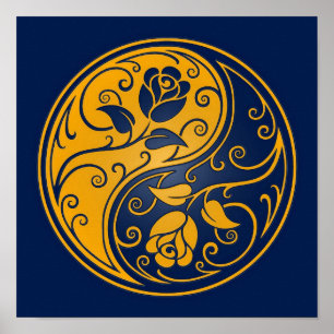 Gult och Blue Yin Yang Ro Poster
