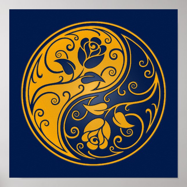 Gult och Blue Yin Yang Ro Poster (Framsidan)