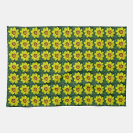 Gult och brons Coreopsis-Blommönstret Kökshandduk