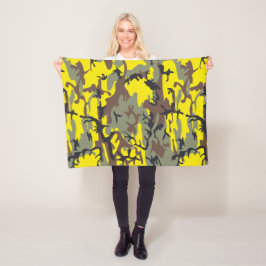 Gult och Brown Camouflage, militär, armé Fleecefilt