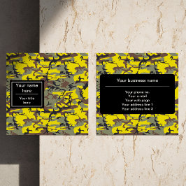 Gult och Brown Camouflage, militär, armé Fyrkantigt Visitkort