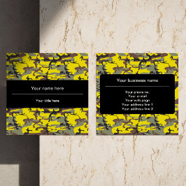 Gult och Brown Camouflage, militär, armé Fyrkantigt Visitkort