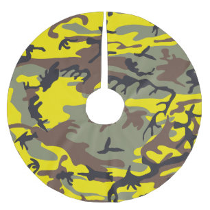 Gult och Brown Camouflage, militär, armé Julgransmatta Borstad Polyester