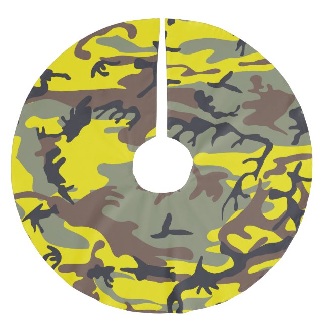 Gult och Brown Camouflage, militär, armé Julgransmatta Borstad Polyester (Framsidan)