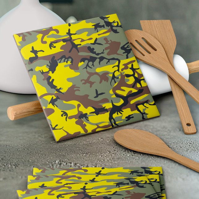Gult och Brown Camouflage, militär, armé Kakelplatta (Skapare uppladdad)