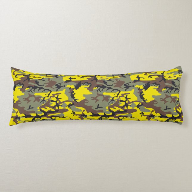 Gult och Brown Camouflage, militär, armé Kroppskudde (Framsidan)