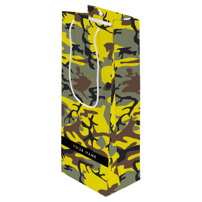Gult och brun kamouflage Ditt namn anpassar sig (Framsidan Vinklad)