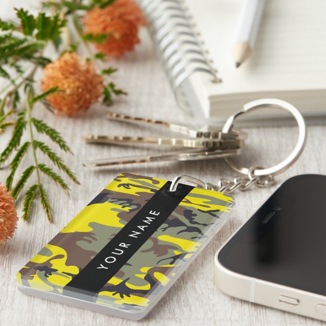 Gult och brun kamouflage Ditt namn anpassar sig (Högra Framsidan)