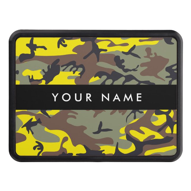 Gult och brun kamouflage Ditt namn anpassar sig Dragkroksskydd (Framsidan)