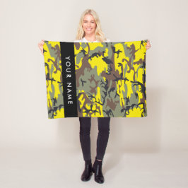 Gult och brun kamouflage Ditt namn anpassar sig Fleecefilt