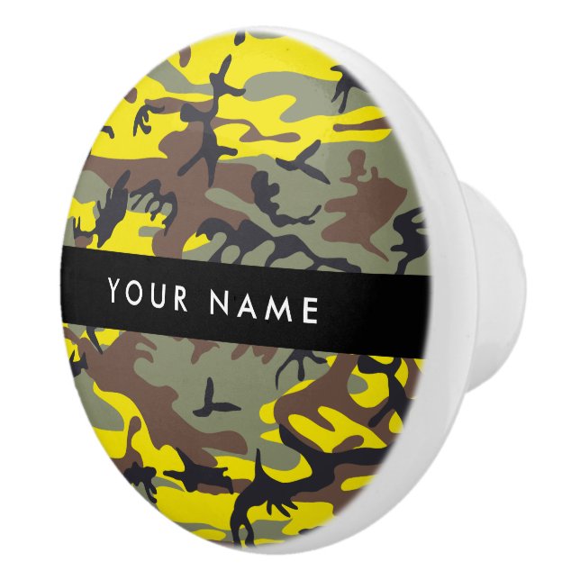 Gult och brun kamouflage Ditt namn anpassar sig Knopp (Höger)