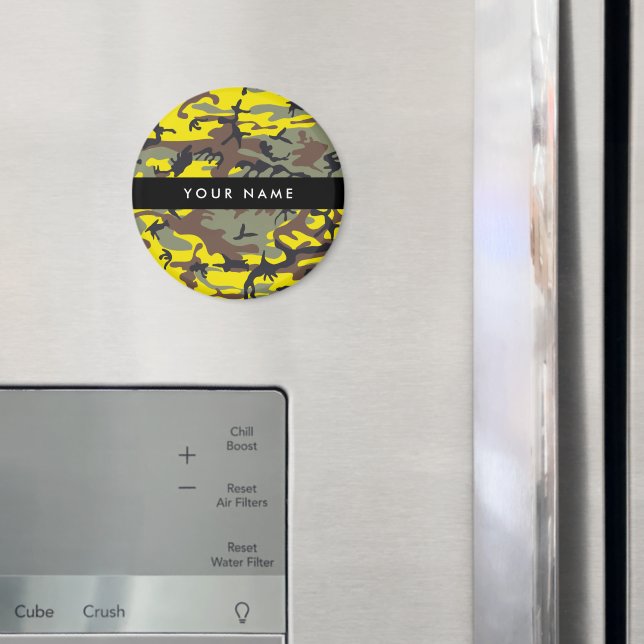 Gult och brun kamouflage Ditt namn anpassar sig Magnet (In Situ (Fridge))