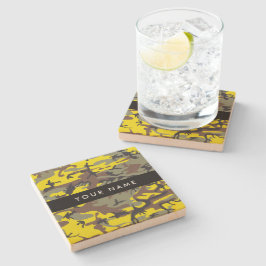 Gult och brun kamouflage Ditt namn anpassar sig Stenunderlägg