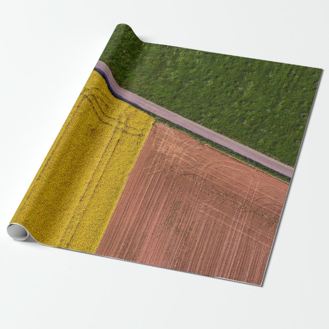 Gult och brun textil presentpapper (Utrullad)