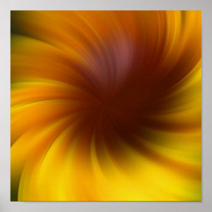 Gult och brun whirlpool Abstrakt Art Poster